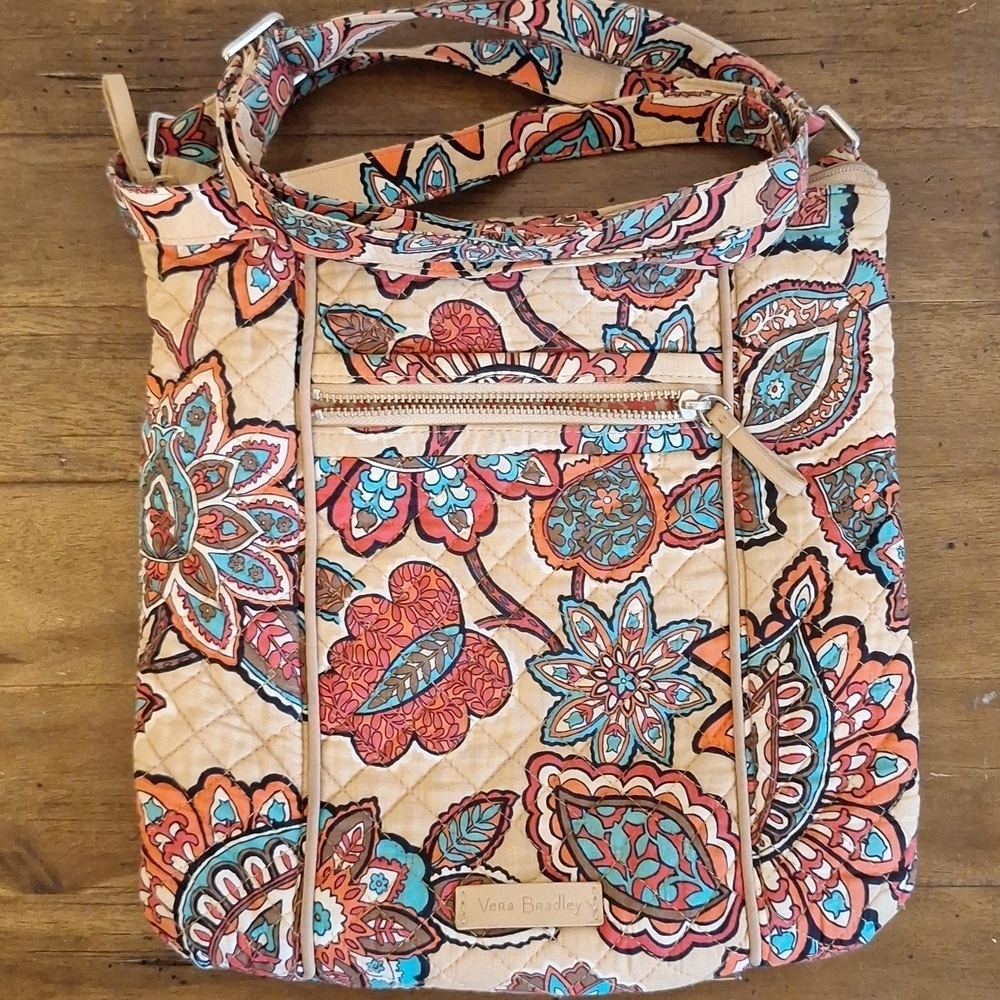 Vera Bradley Quilted Tan Paisley Crossbody Shoulder Bag